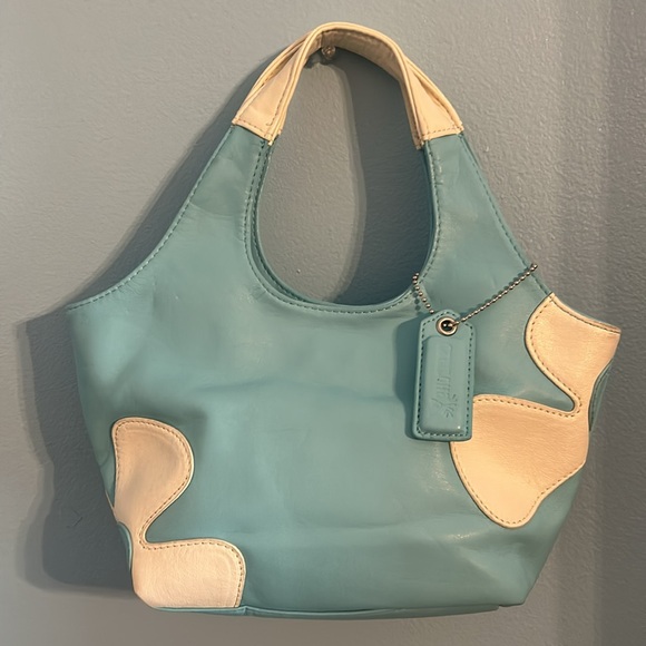 Vintage Cariloha Bamboo Blue and White flowered bamboo lined Mini handbag - Picture 2 of 10